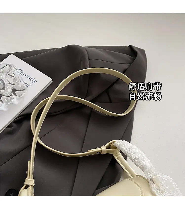 Women's Cream Leather Crossbody Bag with Lace Trim — feature 7