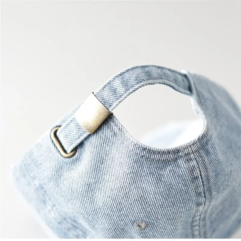 Women Denim Fish Cap Light Blue Embroidered - Image 8