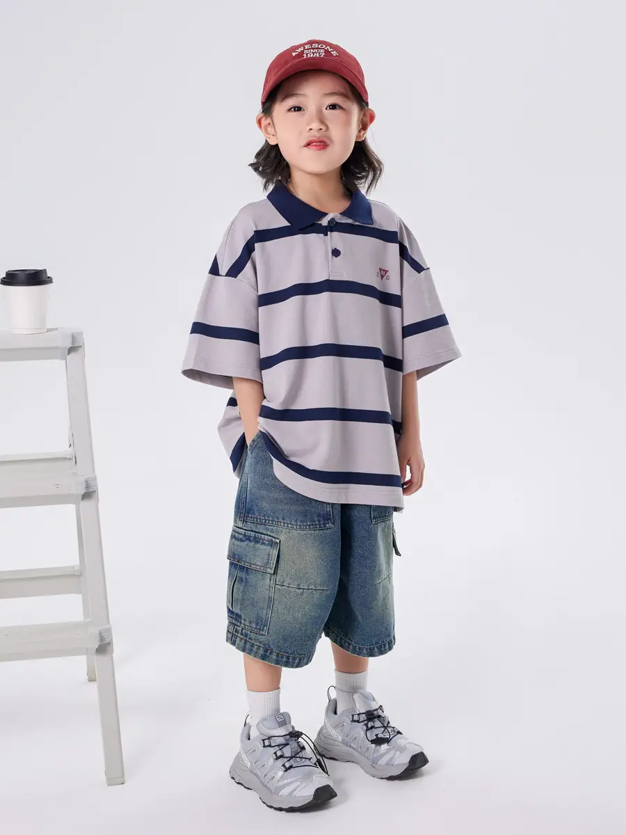 Boys Striped Polo Shirt Medium Large Summer Wear