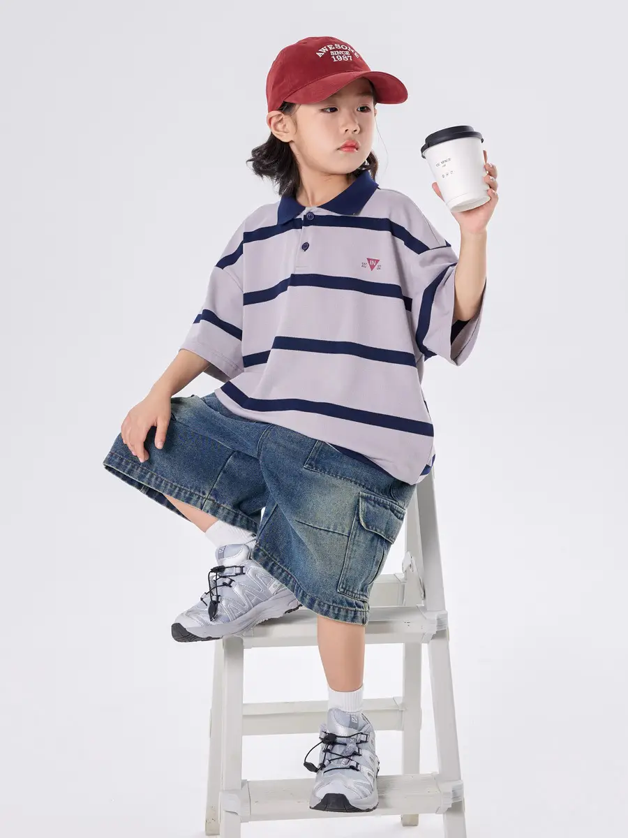 Boys Striped Polo Shirt Medium Large Summer Wear
