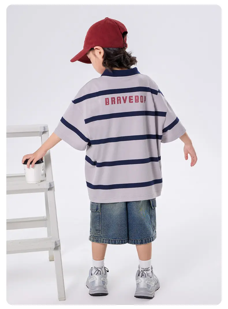Boys Striped Polo Shirt Medium Large Summer Wear — feature 11