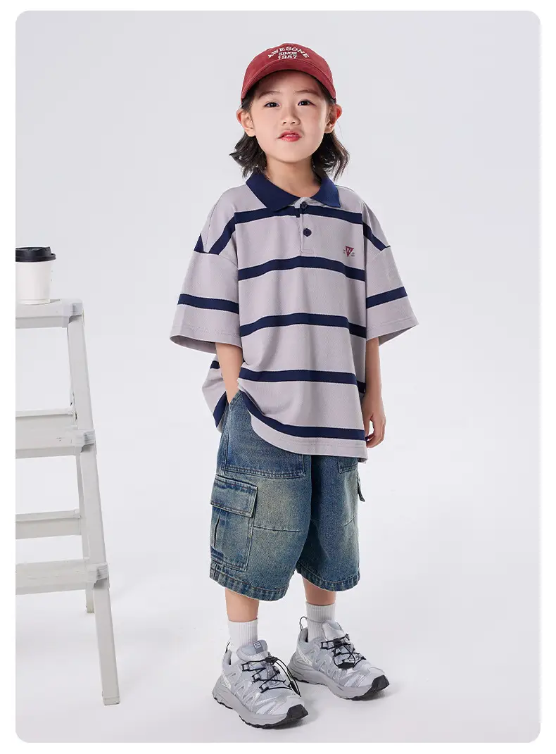 Boys Striped Polo Shirt Medium Large Summer Wear — feature 6