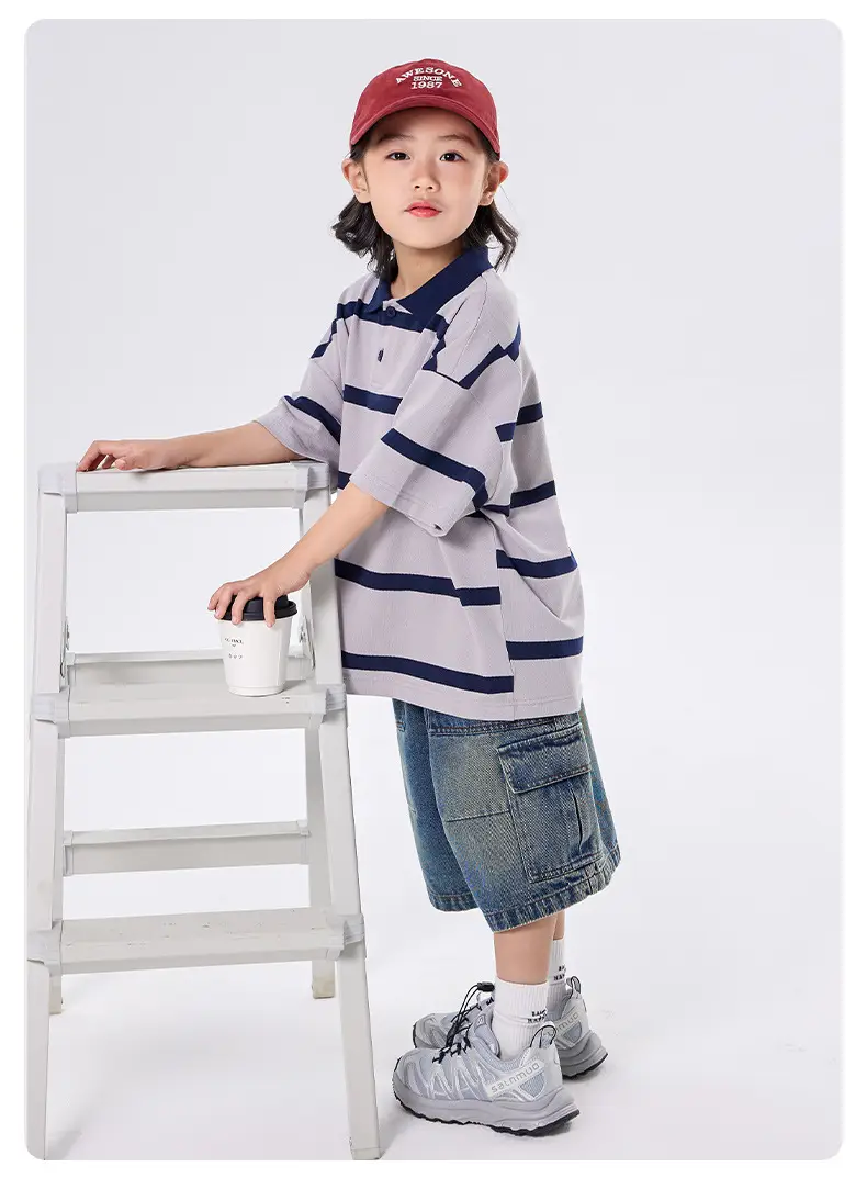 Boys Striped Polo Shirt Medium Large Summer Wear — feature 8