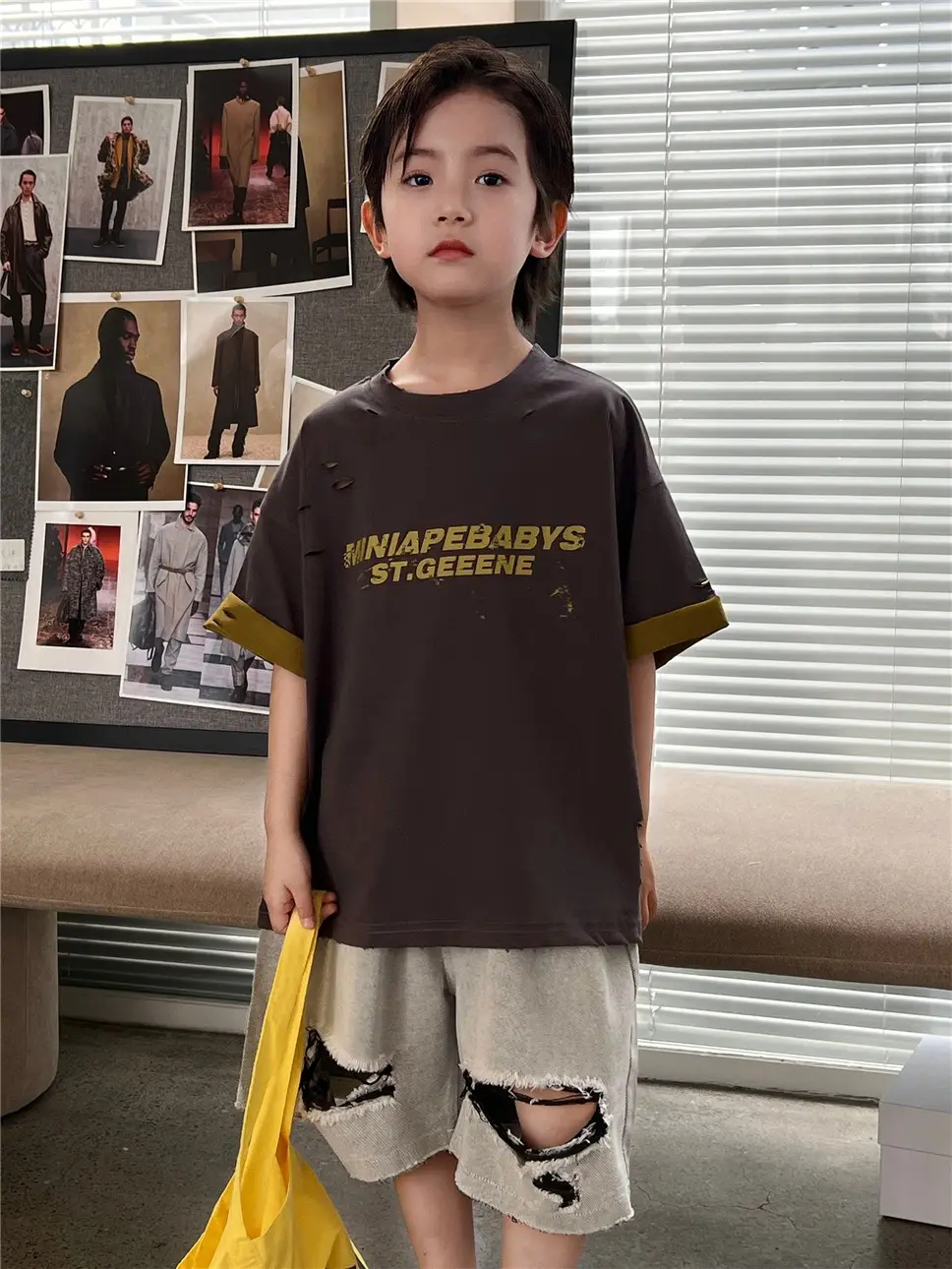 2026 Boys T-Shirt Navy Purple Retro Two Tone