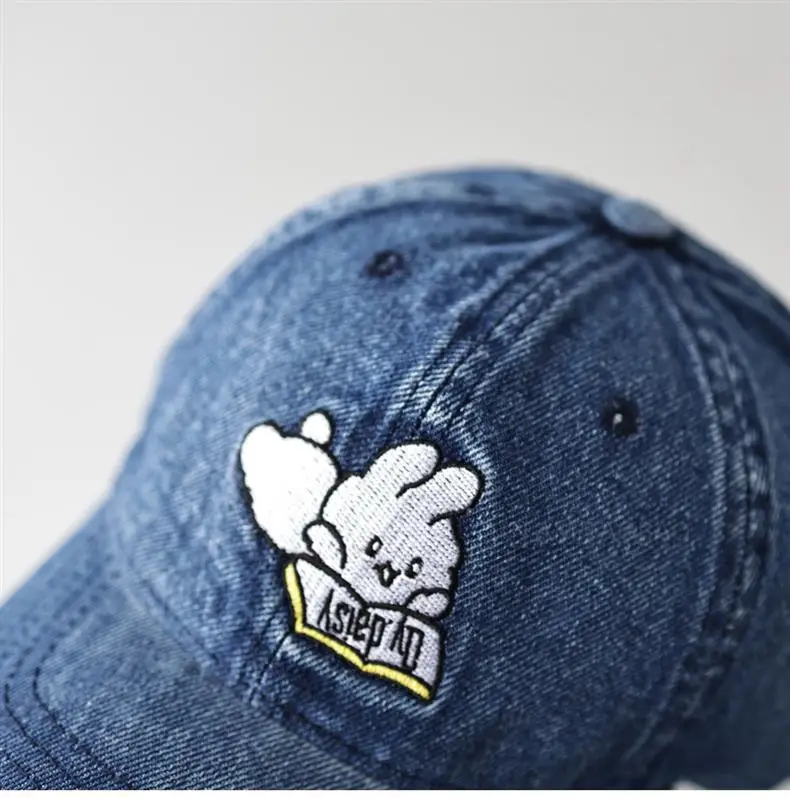 Cute Rabbit Embroidered Denim Cap Women Travel Sunshade — feature 10