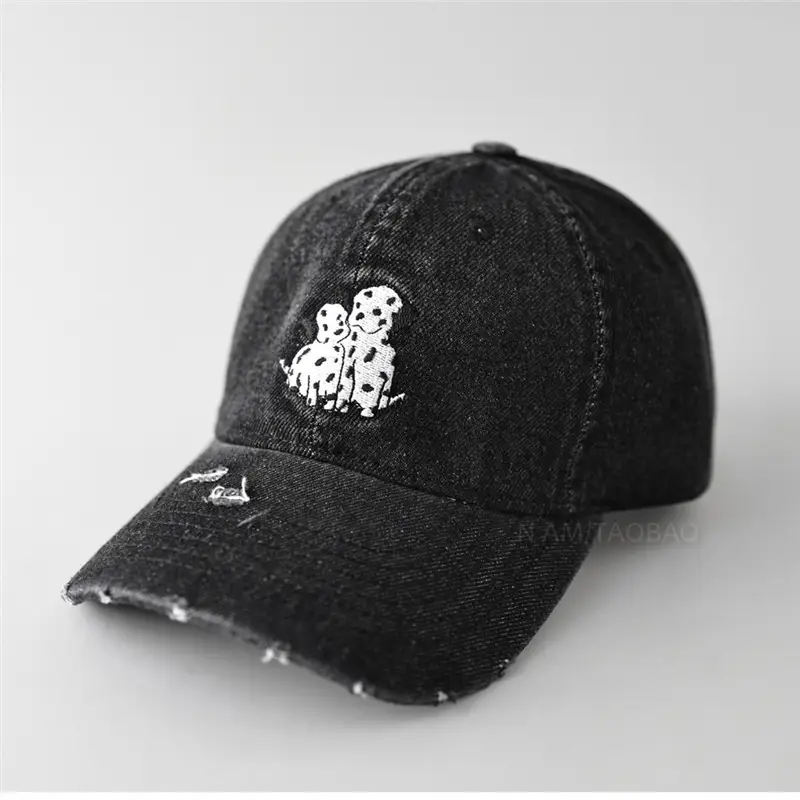 Dalmatian Embroidered Denim Cap for Men Women Light Blue - Image 5
