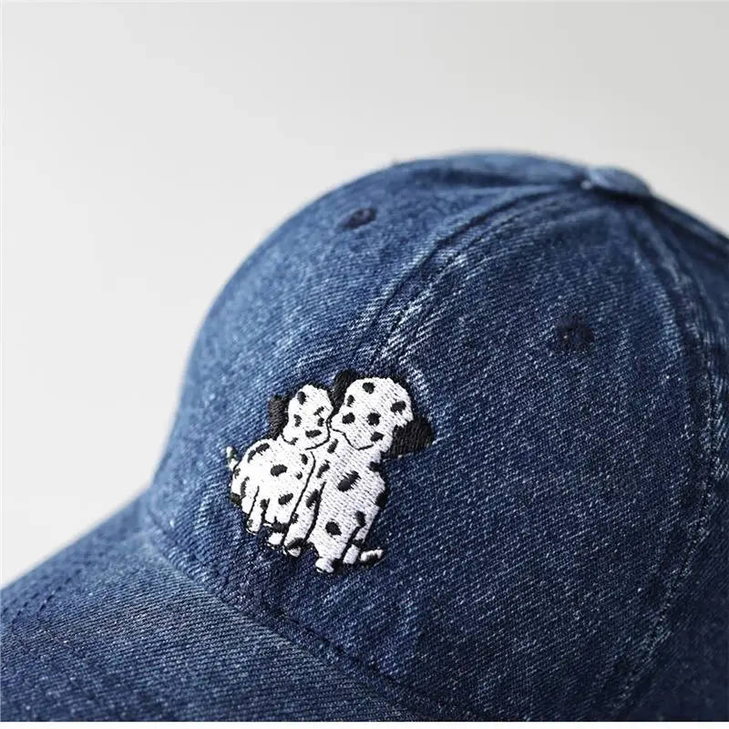 Dalmatian Embroidered Denim Cap for Men Women Light Blue - Image 8