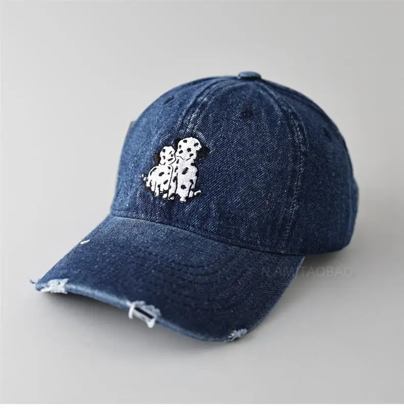 Dalmatian Embroidered Denim Cap for Men Women Light Blue — feature 2