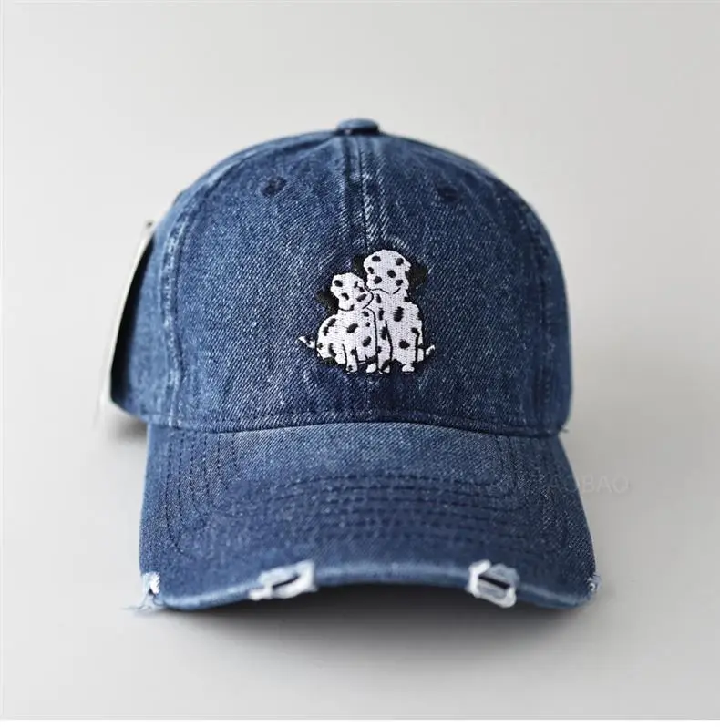 Dalmatian Embroidered Denim Cap for Men Women Light Blue — feature 3