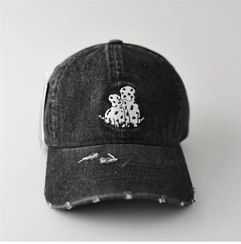 Dalmatian Embroidered Denim Cap for Men Women Light Blue — feature 5