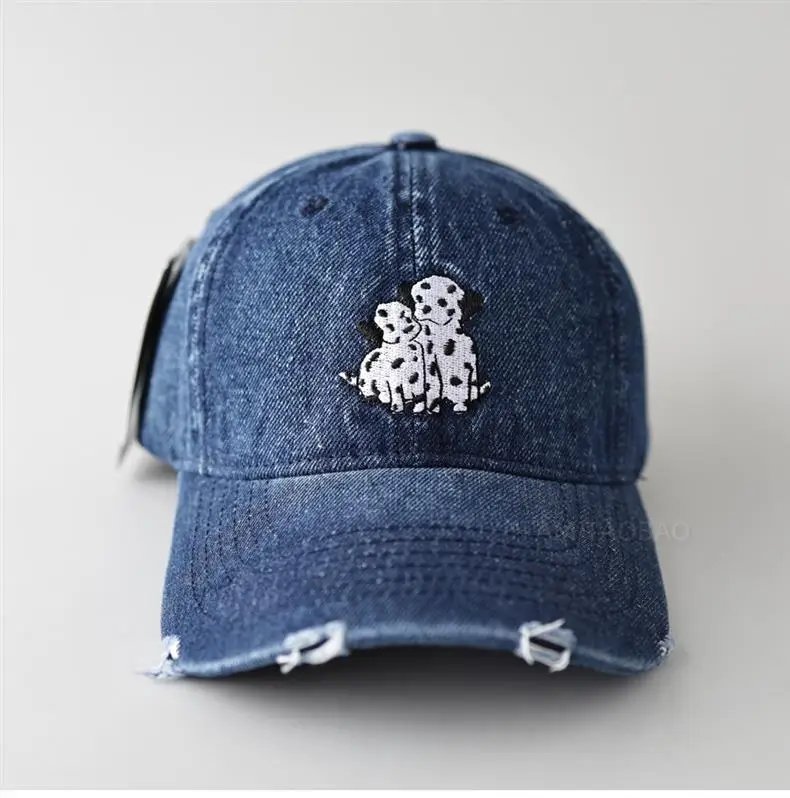 Dalmatian Embroidered Denim Cap for Men Women Light Blue — feature 6