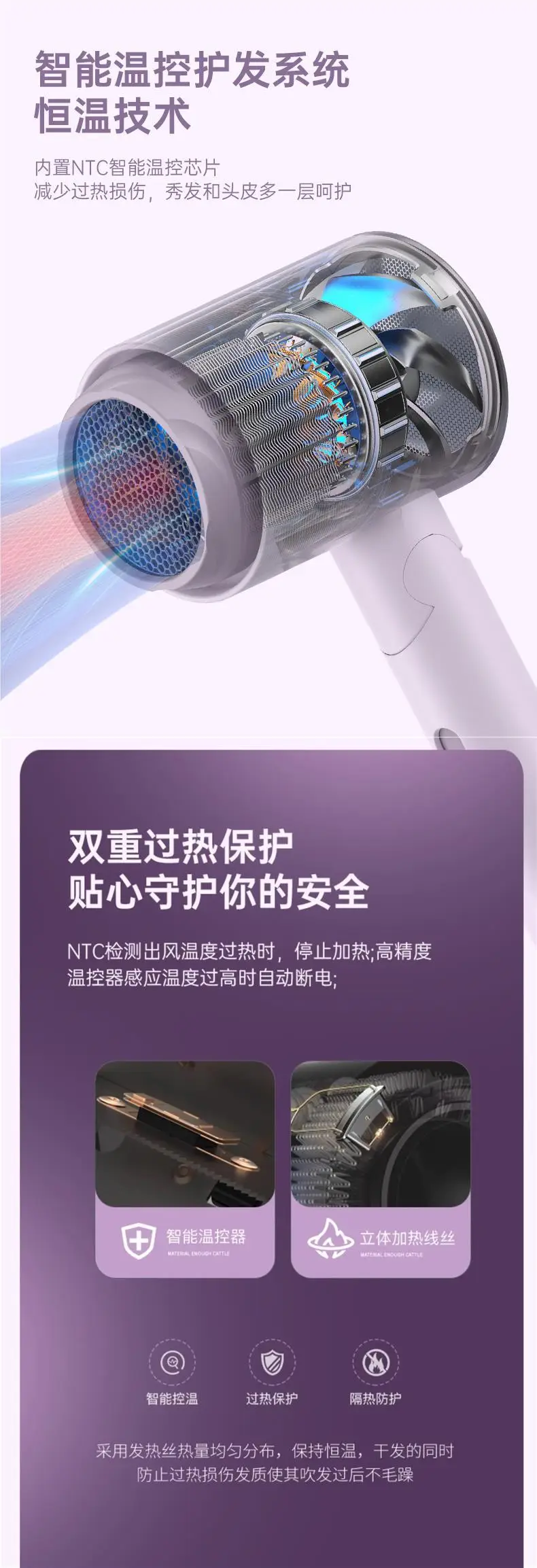 University Hair Dryer with Negative Ion & Foldable Design — feature 13