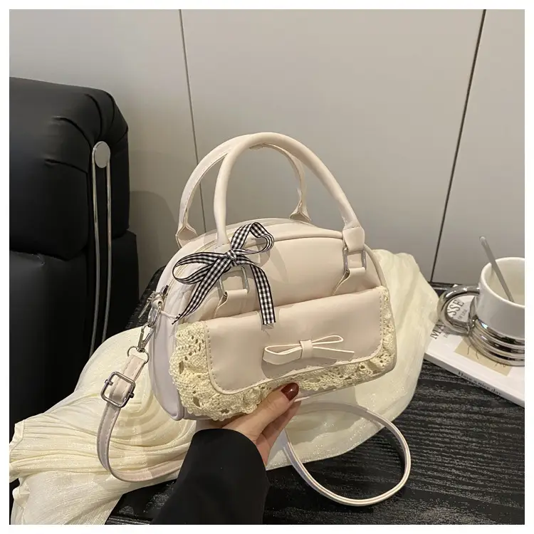 Black Lace Silk Scarf Crossbody Bag for Women - Image 2