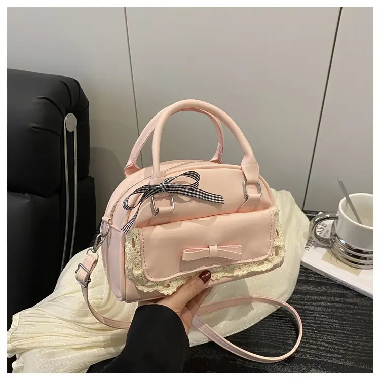 Black Lace Silk Scarf Crossbody Bag for Women - Image 3