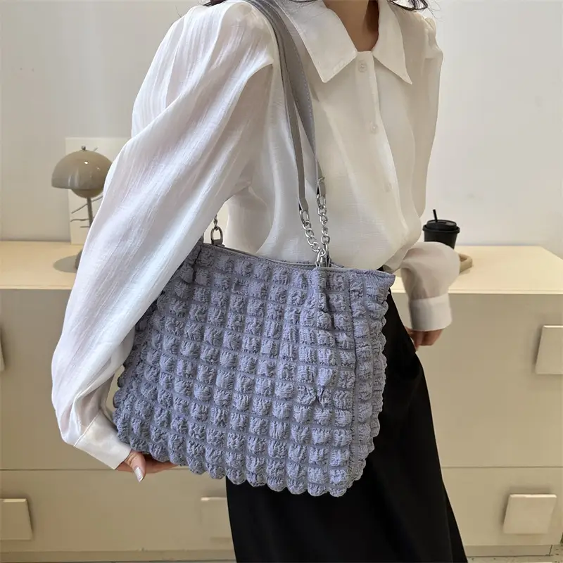White Bubble Tote Bag Large Capacity Casual Shoulder Bag - Image 6