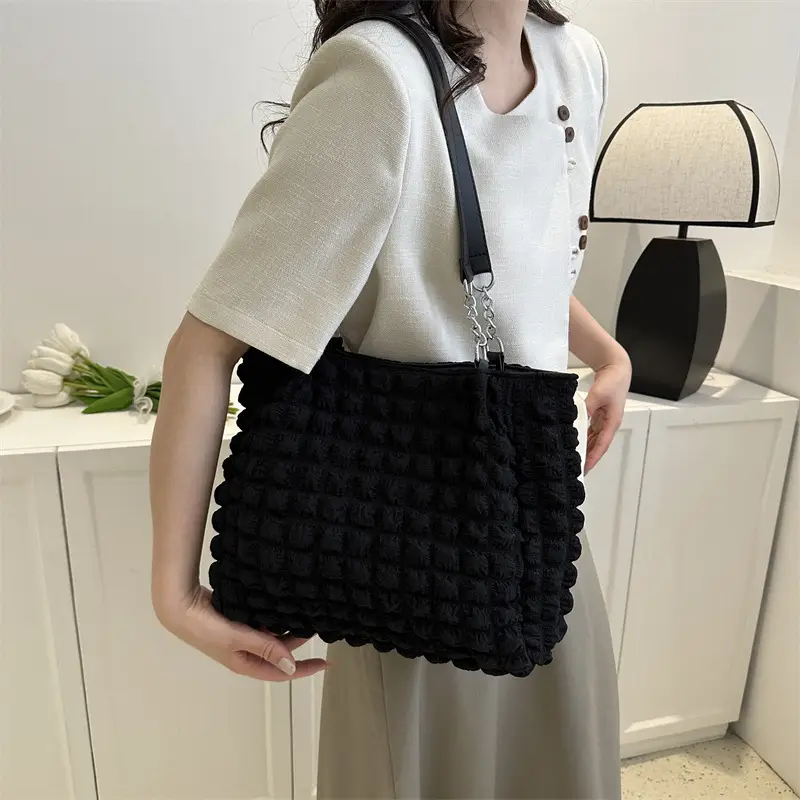 White Bubble Tote Bag Large Capacity Casual Shoulder Bag - Image 7