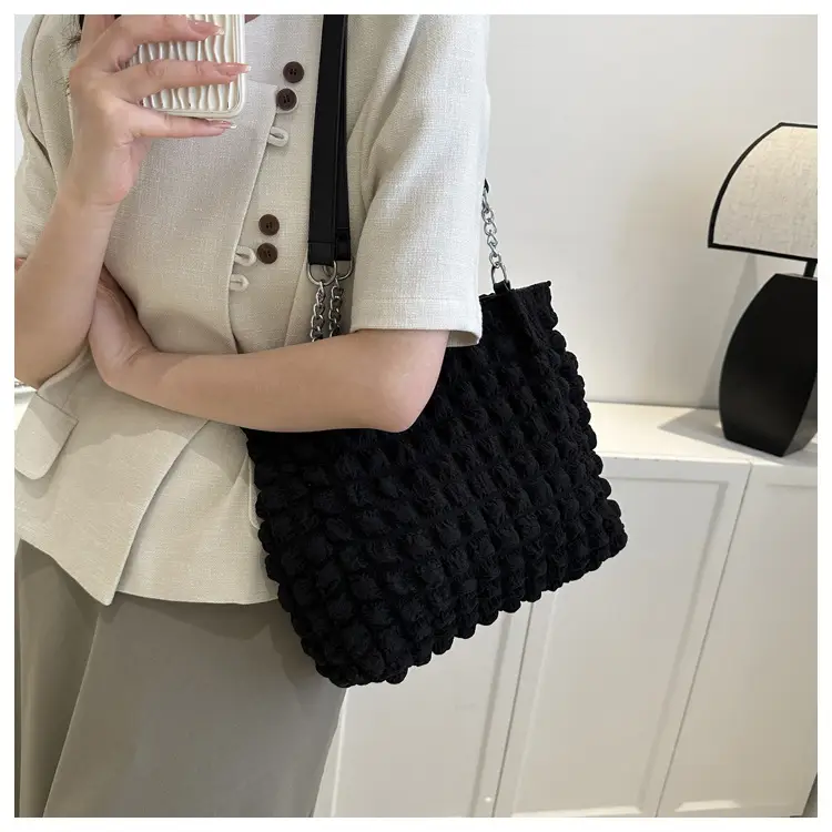 White Bubble Tote Bag Large Capacity Casual Shoulder Bag — feature 11