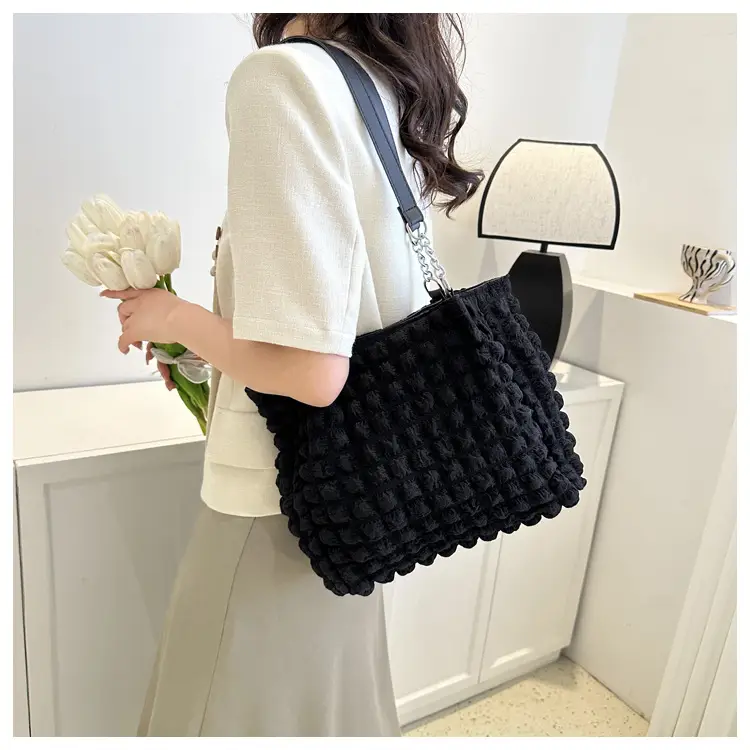 White Bubble Tote Bag Large Capacity Casual Shoulder Bag — feature 12