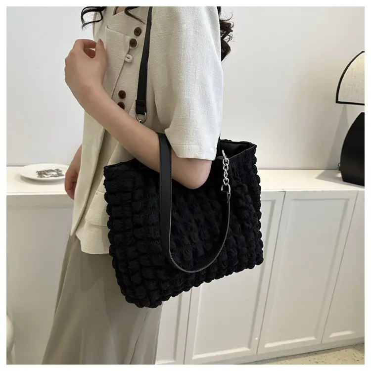 White Bubble Tote Bag Large Capacity Casual Shoulder Bag — feature 13
