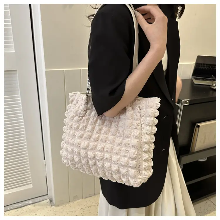 White Bubble Tote Bag Large Capacity Casual Shoulder Bag — feature 15