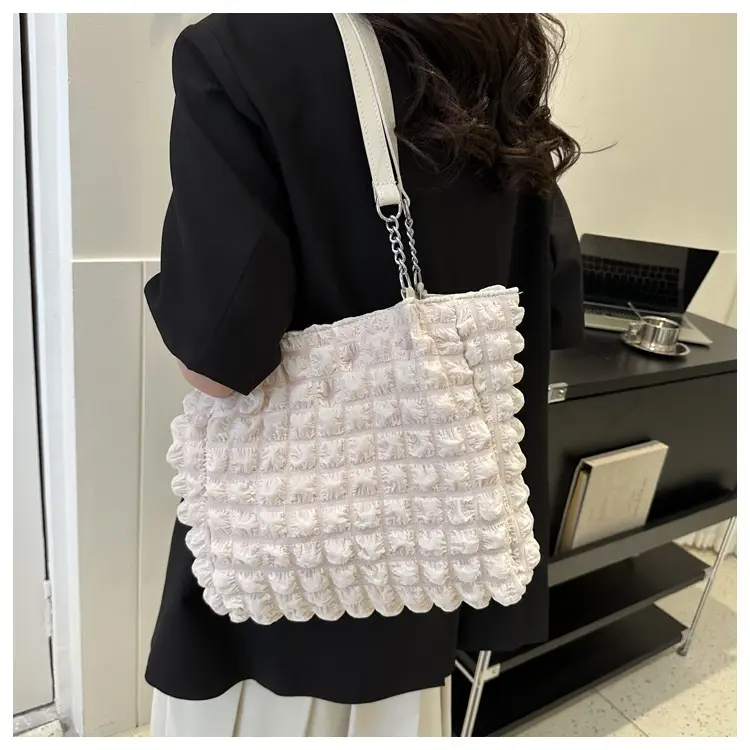 White Bubble Tote Bag Large Capacity Casual Shoulder Bag — feature 16