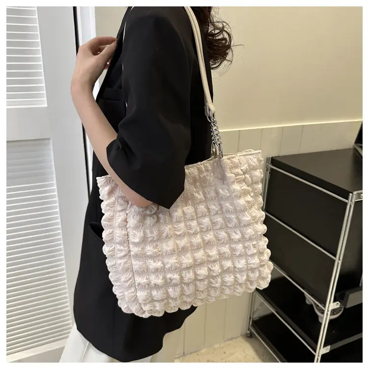 White Bubble Tote Bag Large Capacity Casual Shoulder Bag — feature 17