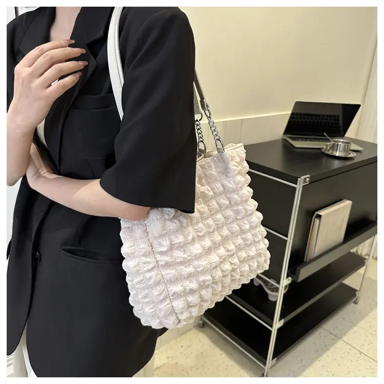 White Bubble Tote Bag Large Capacity Casual Shoulder Bag — feature 18