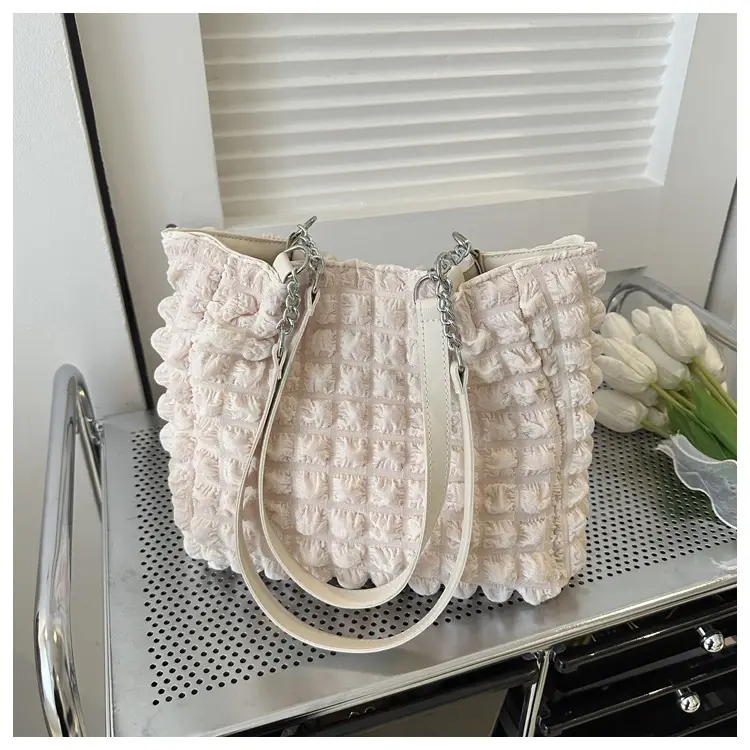 White Bubble Tote Bag Large Capacity Casual Shoulder Bag — feature 21