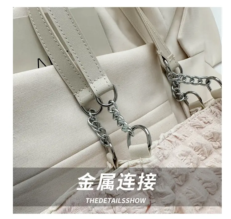 White Bubble Tote Bag Large Capacity Casual Shoulder Bag — feature 3