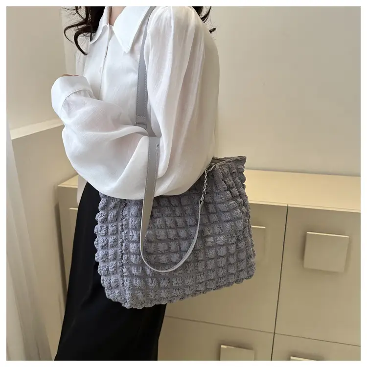 White Bubble Tote Bag Large Capacity Casual Shoulder Bag — feature 7