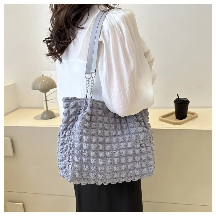 White Bubble Tote Bag Large Capacity Casual Shoulder Bag — feature 8
