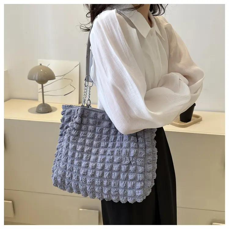 White Bubble Tote Bag Large Capacity Casual Shoulder Bag — feature 9