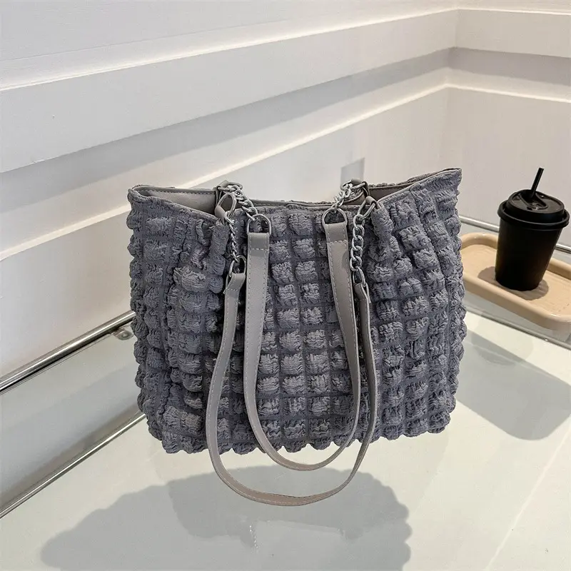 White Bubble Tote Bag Large Capacity Casual Shoulder Bag - Image 2