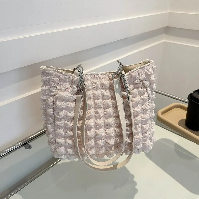 White Bubble Tote Bag Large Capacity Casual Shoulder Bag - Image 3