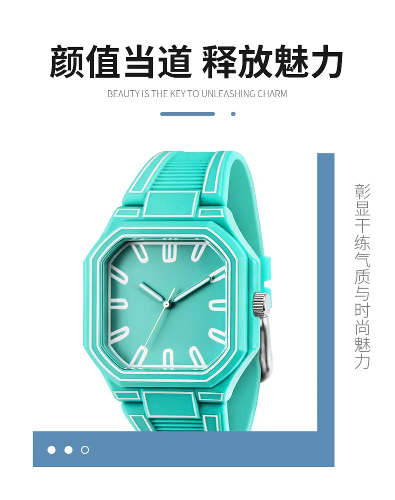 Green Octagonal Couple Watch for Girls High-Looking Design — feature 3