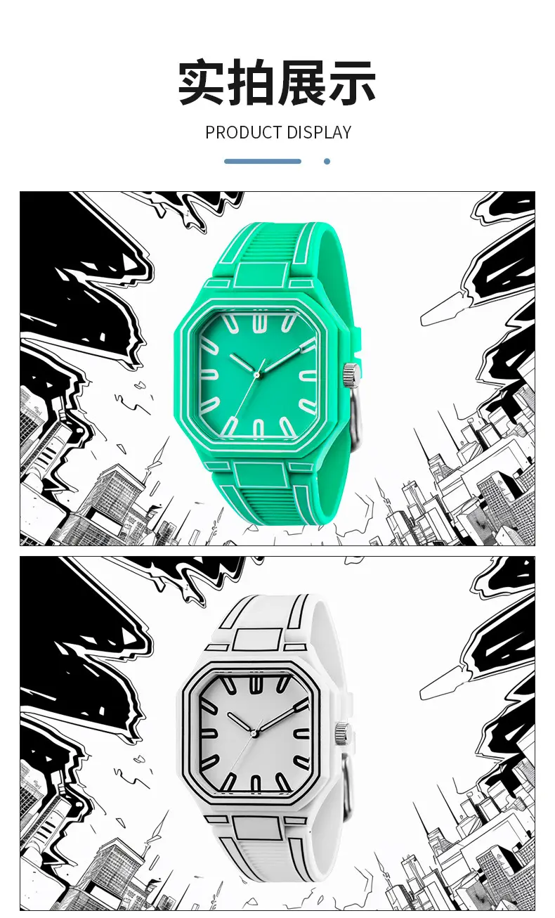 Green Octagonal Couple Watch for Girls High-Looking Design — feature 8