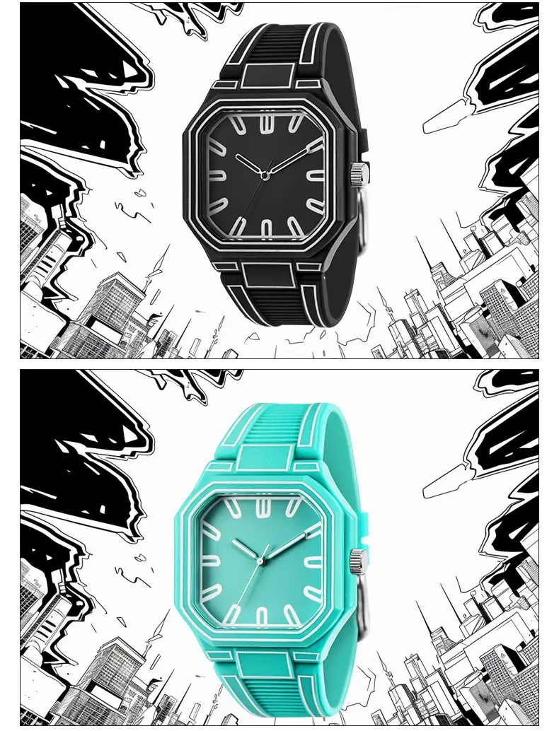 Green Octagonal Couple Watch for Girls High-Looking Design — feature 9