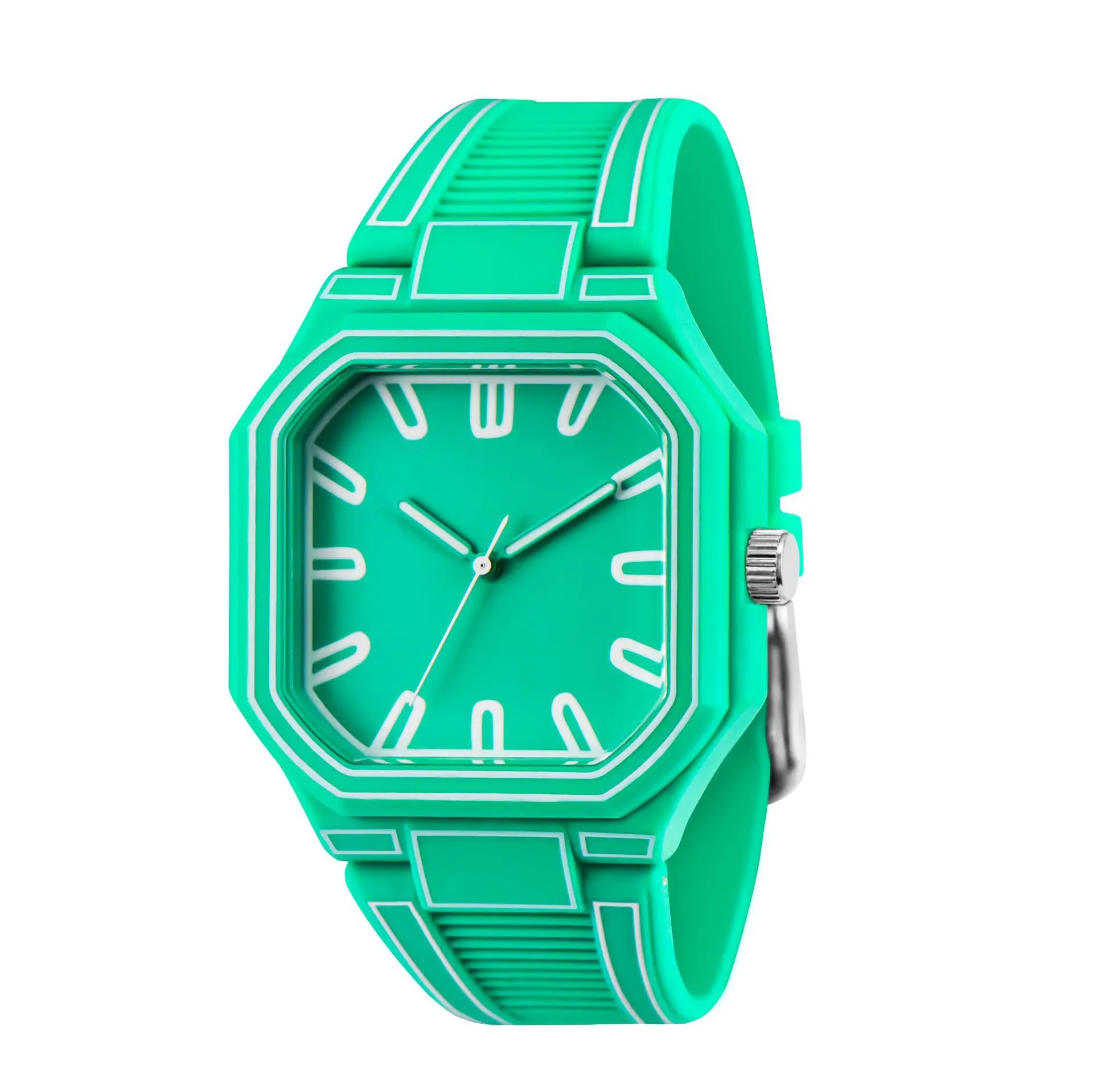Green Octagonal Couple Watch for Girls High-Looking Design