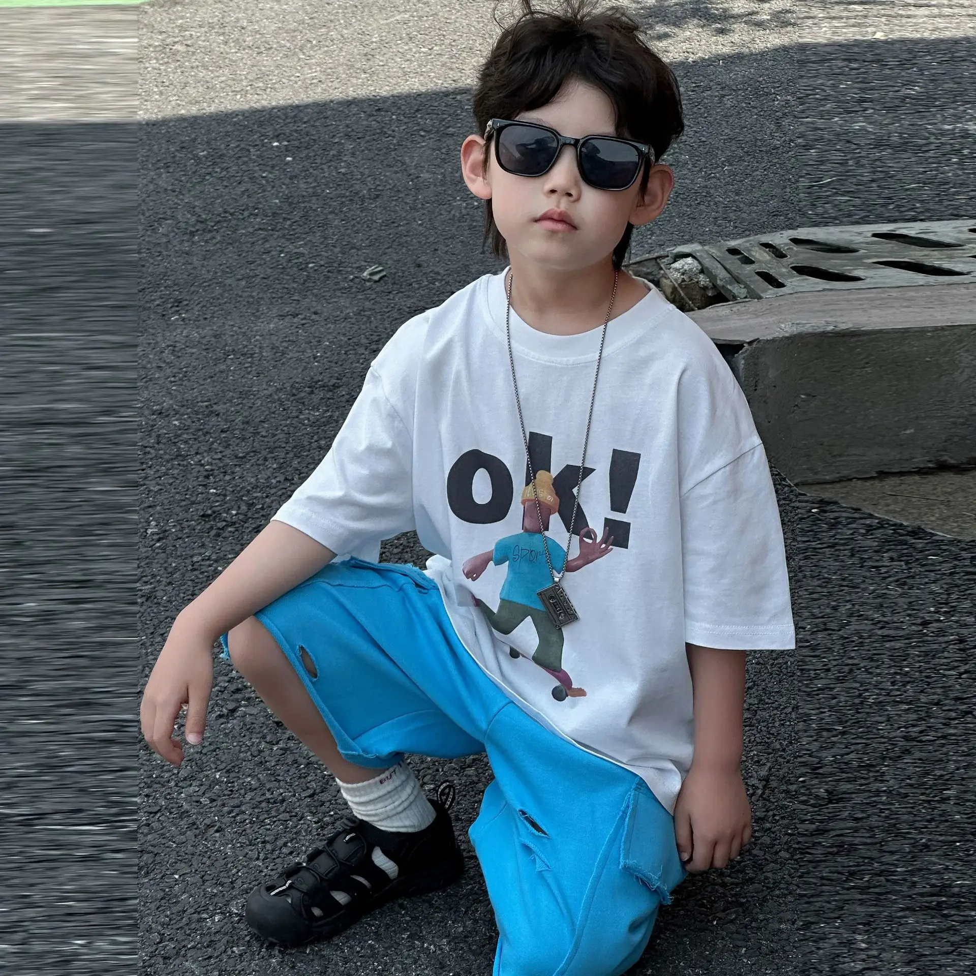 Boys Cotton Printed T-Shirt Blue Shorts Summer 2025 — feature 10