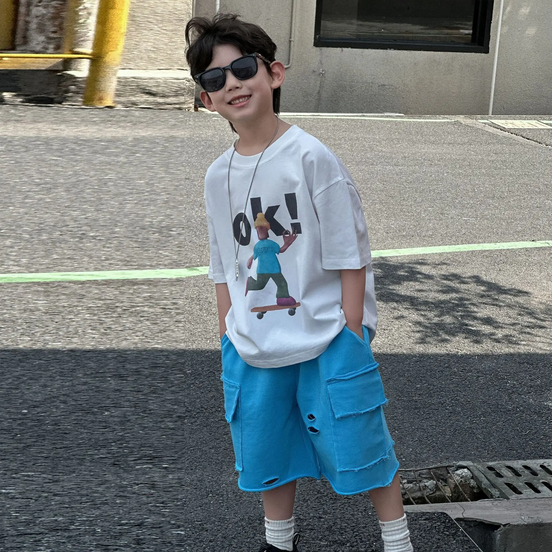 Boys Cotton Printed T-Shirt Blue Shorts Summer 2025 — feature 6