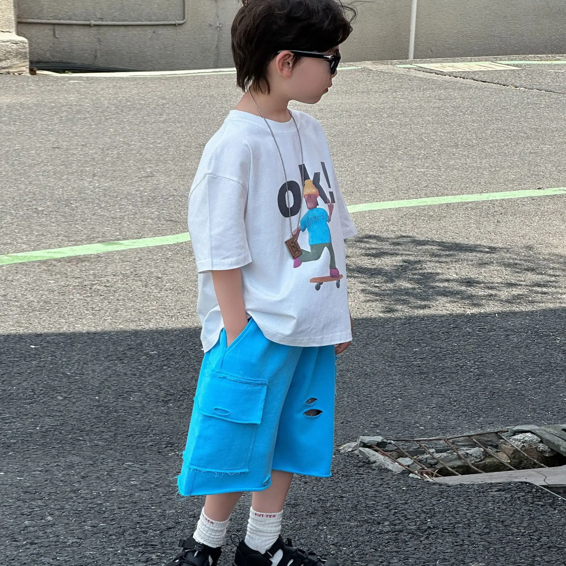 Boys Cotton Printed T-Shirt Blue Shorts Summer 2025 — feature 8