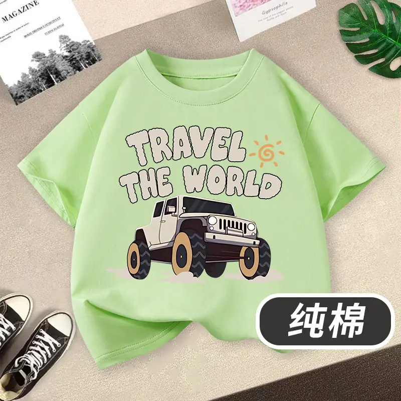 Boys' Orange Travel T-Shirt Medium Large Pure Cotton