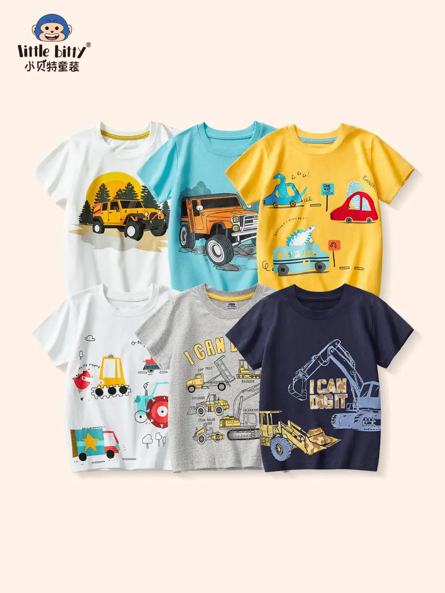 Boys Cotton Cartoon Excavator T-Shirts 2025 Summer - Image 8
