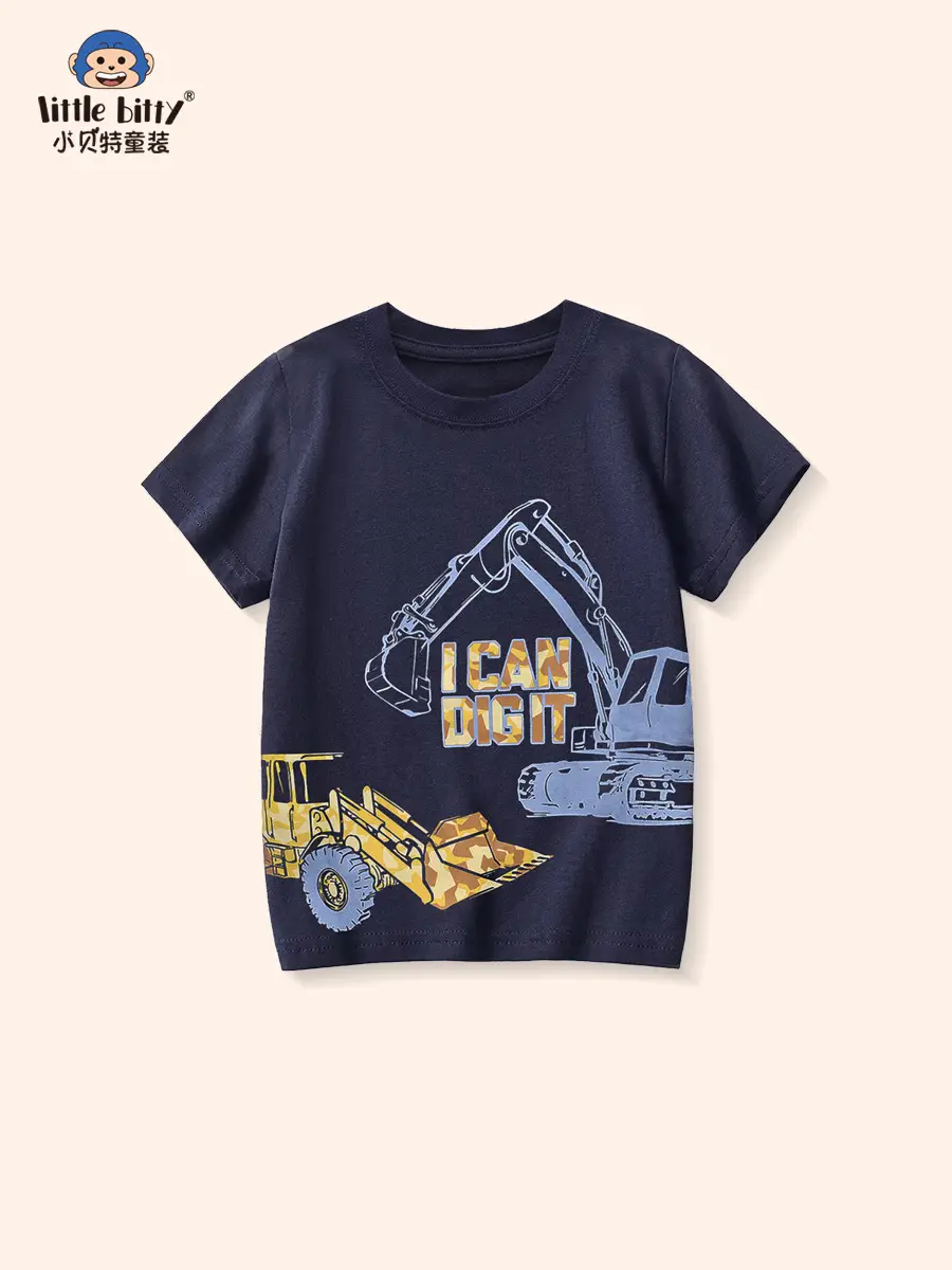 Boys Cotton Cartoon Excavator T-Shirts 2025 Summer - Image 9