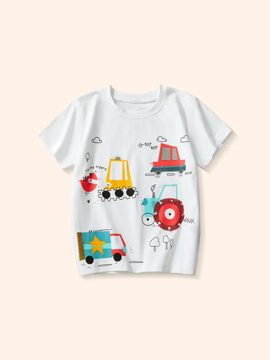 Boys Cotton Cartoon Excavator T-Shirts 2025 Summer - Image 11