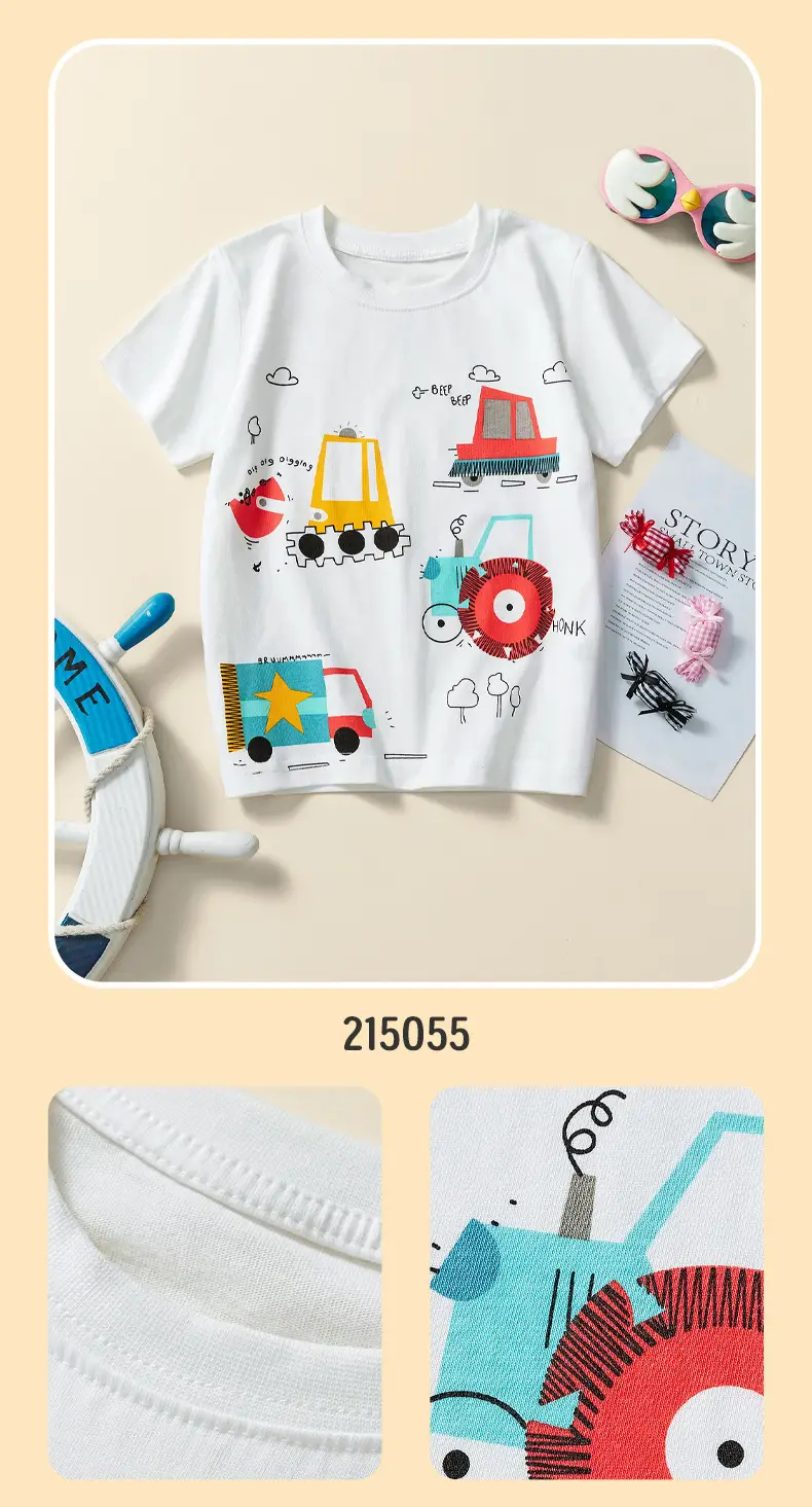 Boys Cotton Cartoon Excavator T-Shirts 2025 Summer — feature 10