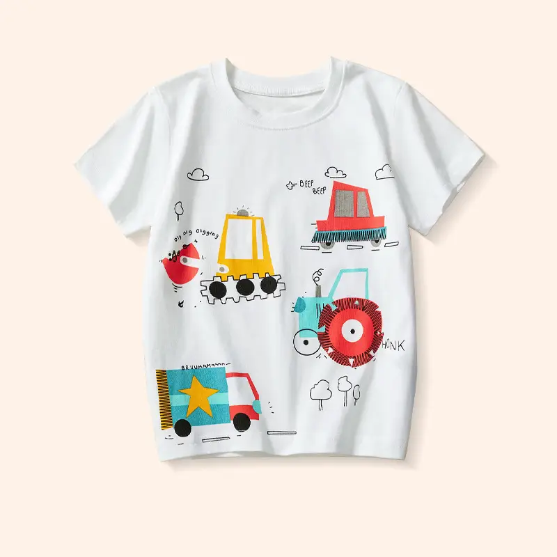 Boys Cotton Cartoon Excavator T-Shirts 2025 Summer - Image 3