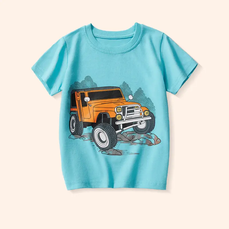 Boys Cotton Cartoon Excavator T-Shirts 2025 Summer - Image 5