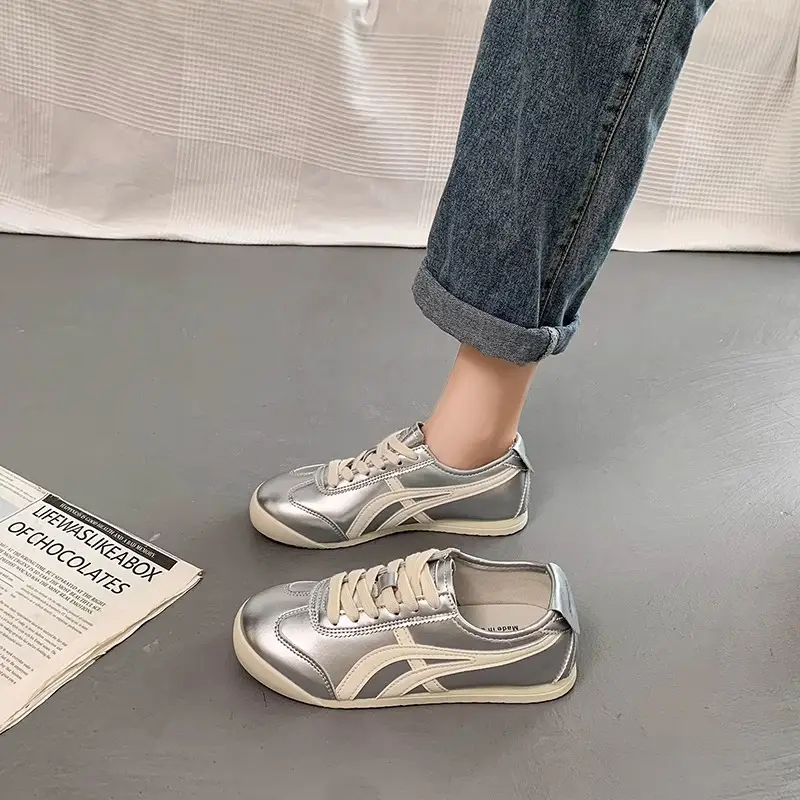 Women Silver Casual Flat Sneakers 2025 - Image 10