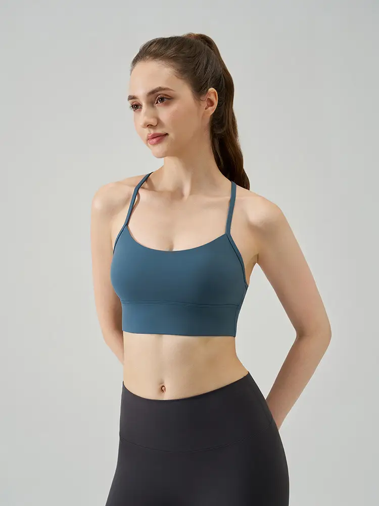 New Nude Sports Bra, Feminine and Beautiful Back, Spaghetti Straps, Outer Wear, Fitness Medium-Intensity Vest-Style Yoga Bra